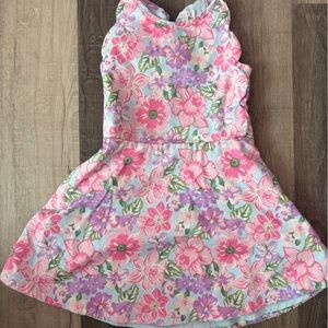 Divided Floral Kids Dress - Pink and Purple